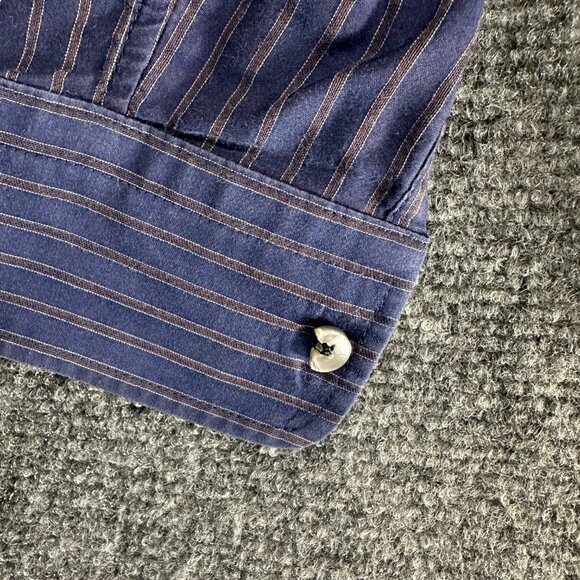 Hugo Boss Shirt Mens Medium Blue Stripe Cotton Button Up Long Sleeve - Picture 7 of 10